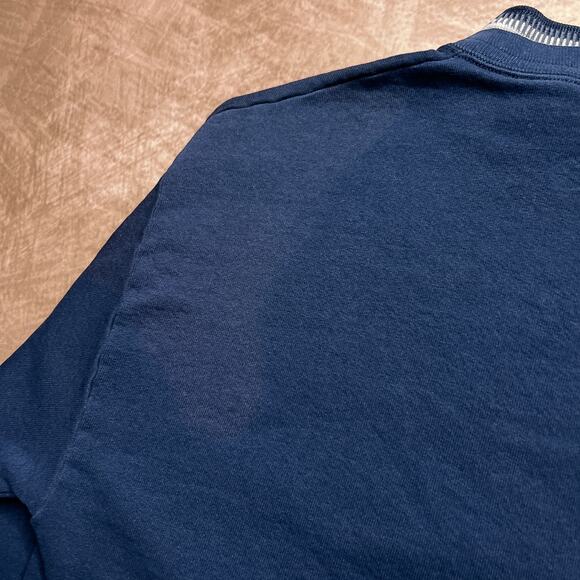 Vintage 90s Morning Sun Winter Night Farmhouse Sweatshirt Navy Bird Snow Cottage - Picture 5 of 6